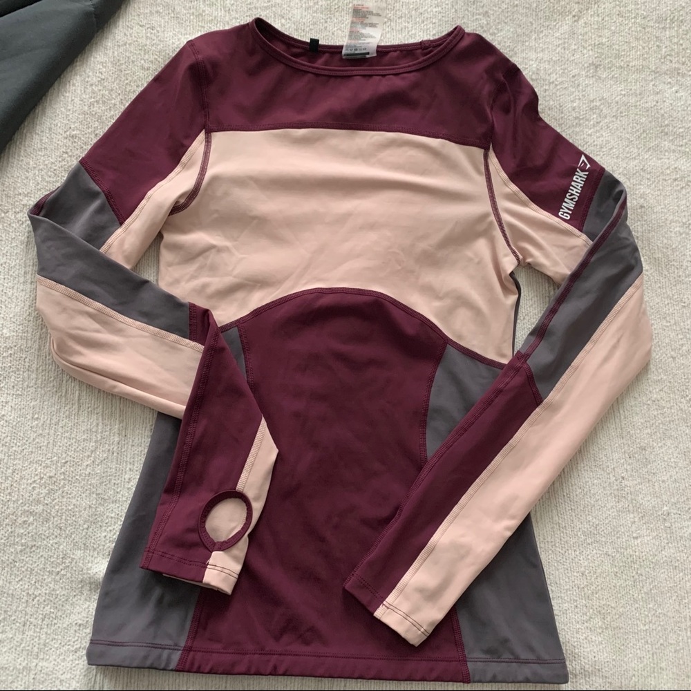 Gymshark Illusion pink and gray long sleeve top sm